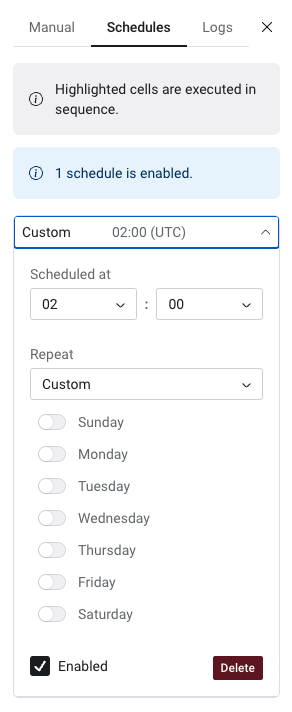 Schedule Settings